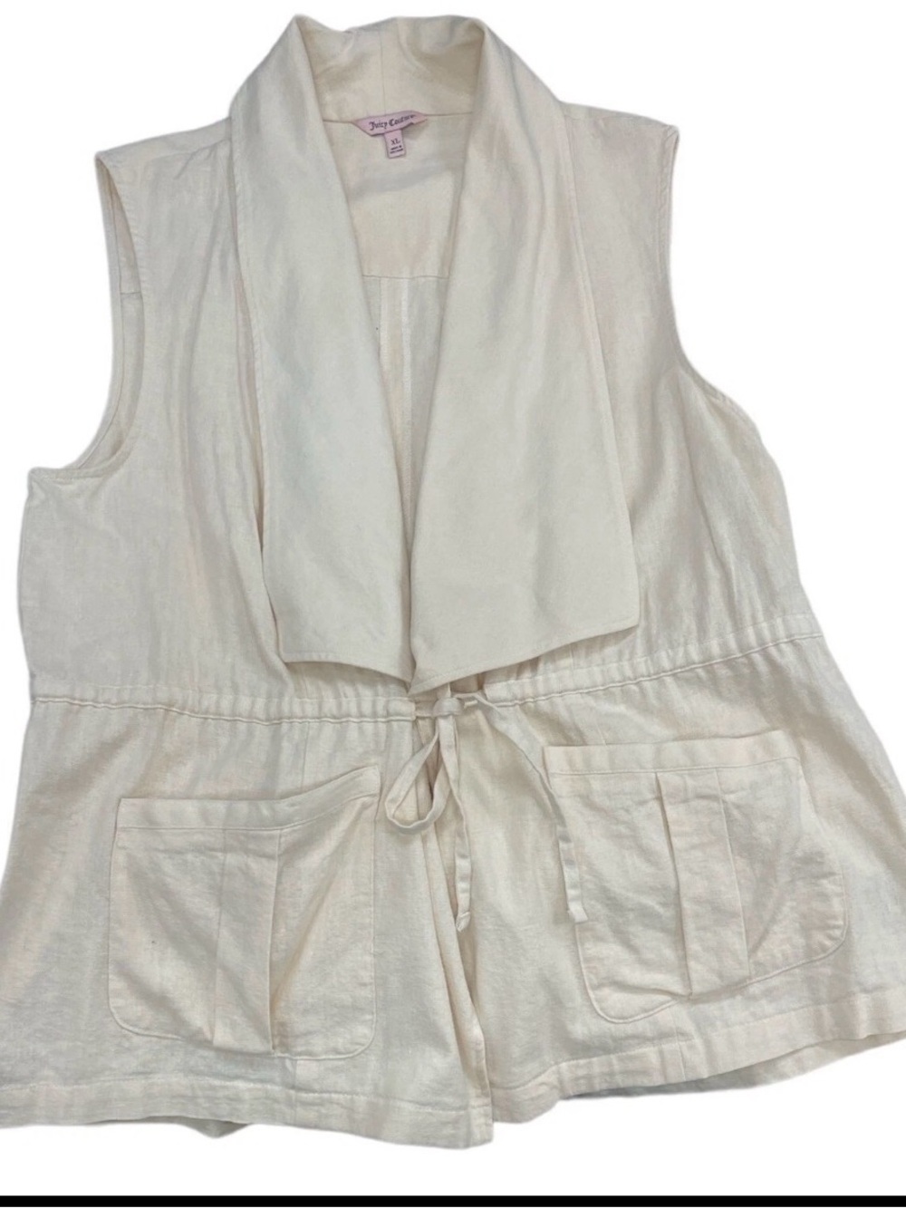 Juicy Couture Linen Off White Vest Boho sz XL